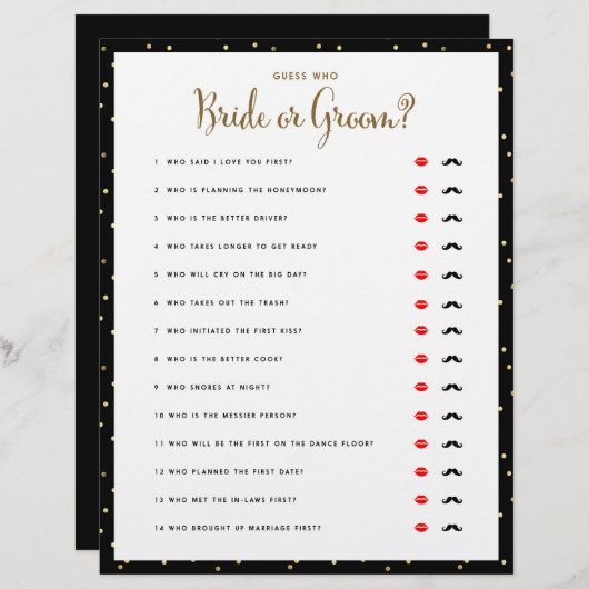 Brautparty Games raten, wer Bridge oder Game ist (Vorne/Hinten)