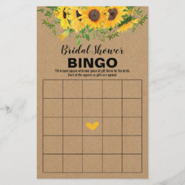 Brautparty Games Rustic Sunflowers Bingo Card Flyer