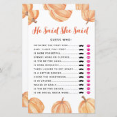 Brautparty Games, sagte er, sie sagte Pumpkin (Vorne/Hinten)