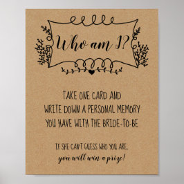 Brautparty Games Who Bin I Poster