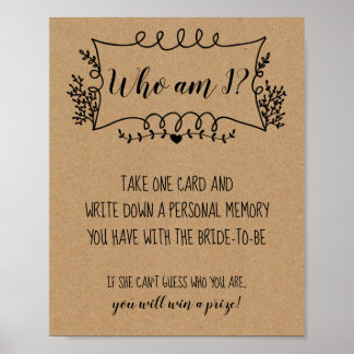 Brautparty Games Who Bin I Poster