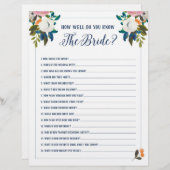 Brautparty Games wie gut kennen Sie die Braut (Vorne/Hinten)