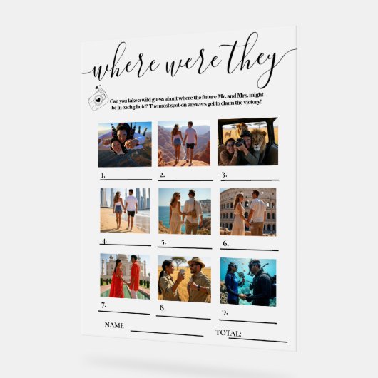 Brautparty Games WO SIE WAREN Acrylschild (Winkel)