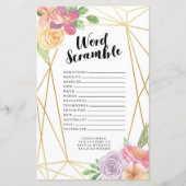 Brautparty Games Word Scramble Game Pink Floral (Vorderseite)