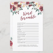 Brautparty Games Word Scramble Game Red Floral (Vorne/Hinten)