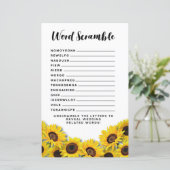 Brautparty Games Word Scramble Game Sunflower (Stehend Vorderseite)