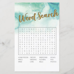 Brautparty Games Word Search Game Blue Gold