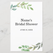 Brautparty Games Word Search Game Greenery (Rückseite)