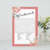 Brautparty Games Word Search Game Pink Floral (Stehend Vorderseite)