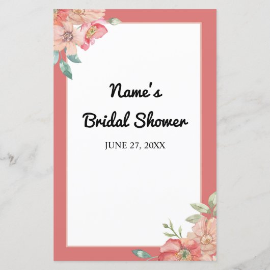 Brautparty Games Word Search Game Pink Floral (Rückseite)