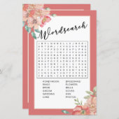 Brautparty Games Word Search Game Pink Floral (Vorne/Hinten)