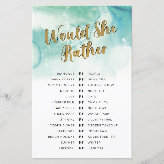 Brautparty Games würden sie eher Gold spielen (Vorderseite)