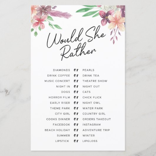 Brautparty Games würden sie eher spielen (Vorderseite)