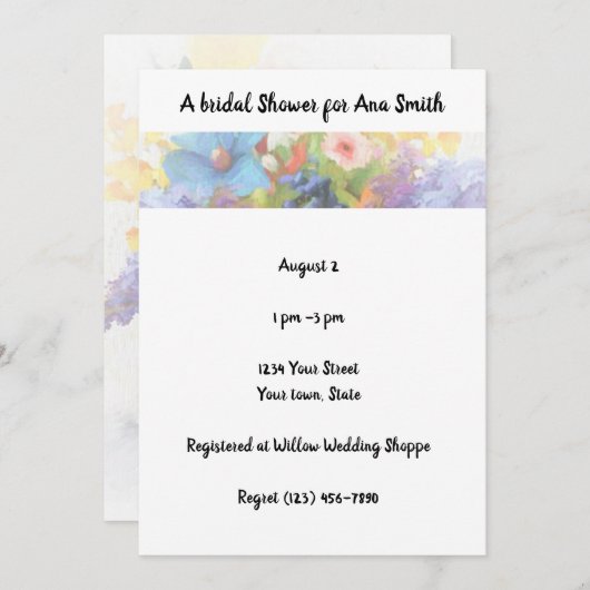 Brautparty, Garten, Blume, Einladung (Vorne/Hinten)