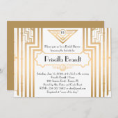 Brautparty, Gatsby-Stil, weiß & gold, art-Deko Einladung (Vorne/Hinten)