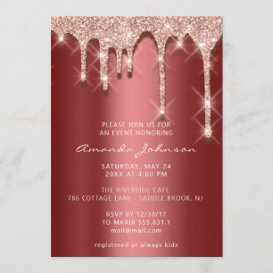 Brautparty Geburtstag 16. Rose 3D Burgund Einladung