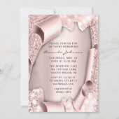 Brautparty Geburtstag 16. Rose 3D-Glitzer EINZIGAR Einladung (Vorderseite)