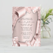 Brautparty Geburtstag 16. Rose 3D-Glitzer EINZIGAR Einladung (Stehend Vorderseite)