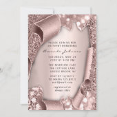 Brautparty Geburtstag 16. Rose 3D-Glitzer Rosa Einladung (Vorderseite)