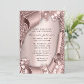 Brautparty Geburtstag 16. Rose 3D-Glitzer Rosa Einladung (Stehend Vorderseite)