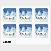 Brautparty Gefallen am Siegel Winter Snowy Forest Quadratischer Aufkleber (Blatt)