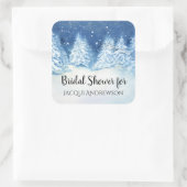 Brautparty Gefallen am Siegel Winter Snowy Forest Quadratischer Aufkleber (Tasche)