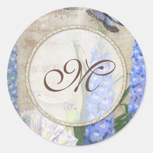 Brautparty Gefallen Siegel Dragonfly Butterfly Art Runder Aufkleber (Vorderseite)