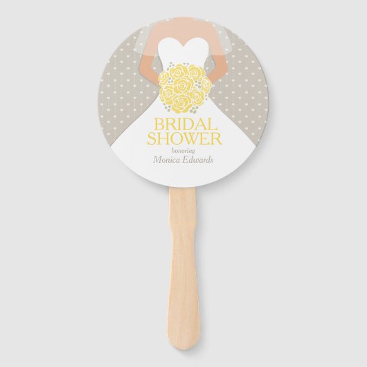 Brautparty-Gelb-Rosa-Weiß-Kleid Sonderventilatoren Fächer (Vorderseite)