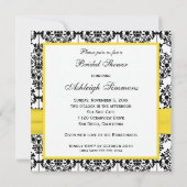 Brautparty Gelb, Weiß, Schwarze Damast Einladung (Rückseite)