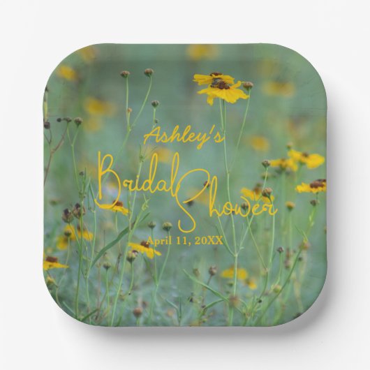 Brautparty Gelbe Wildblume Blumenbild Pappteller (Vorderseite)