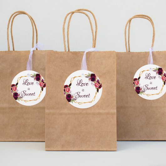 Brautparty geometrische bordeauxrote Liebe ist Swe Geschenkanhänger