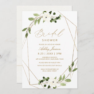 Brautparty Geometrische Grünanlagen Wasserfarben Einladung