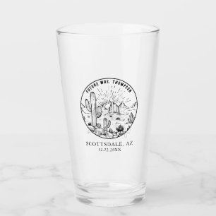 Brautparty-Geschenk mit Namen Wüstenhochzeit Glas