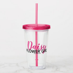 Brautparty-Geschenk Rosa Blumenmädchen Wasserflasc Acryltrinkbecher