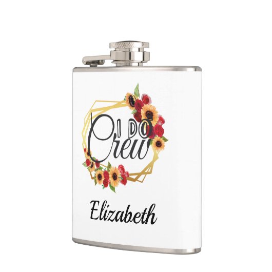 Brautparty Geschenke, ich mache Crew, Sonnenblumen Flachmann (Links)