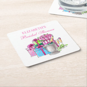 Brautparty-Geschenke im eleganten Stil mit Champag Rechteckiger Pappuntersetzer