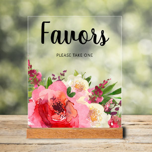 Brautparty-Geschenke mit rosa Blumen Acrylschild