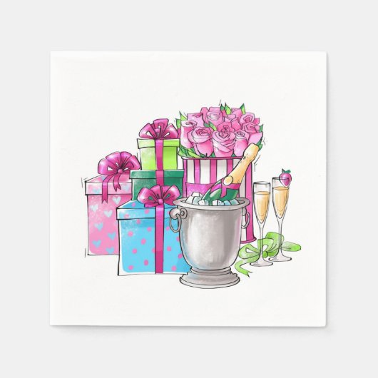 Brautparty gibt Champagne Flutes Serviette (Vorderseite)