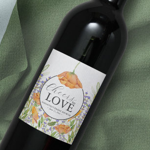 Brautparty gibt Elegante Wasserfarben Wildblumen Weinetikett