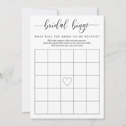 Brautparty Gift Bingo Game Card Einladung (Vorderseite)