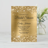 Brautparty Glittery Gold Foil Extravagantes Skript Einladung (Stehend Vorderseite)