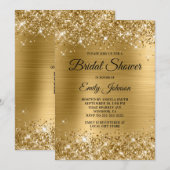 Brautparty Glittery Gold Foil Extravagantes Skript Einladung (Vorne/Hinten)