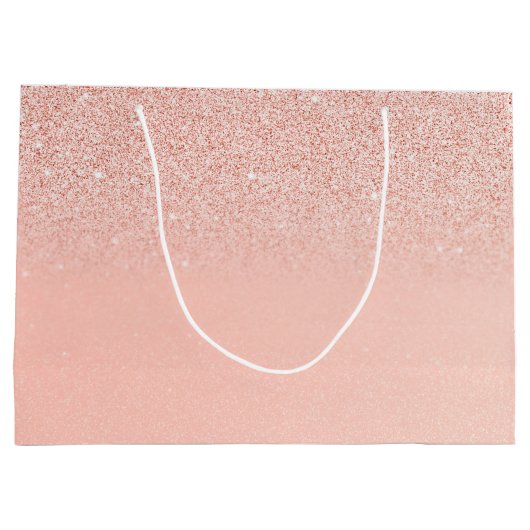 Brautparty Glitzer Baby Pink Monogram Geschenkbeut Große Geschenktüte (Rückseite)