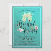 Brautparty Gold Foil Ananas Couple Aquamarine Rose Einladung (Vorderseite)