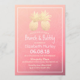 Brautparty Gold Foil Ananas Paare Rosa Rose Einladung