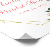 Brautparty Gold Frame Rosa Blütengrün Willkommen Poster (Ecke)