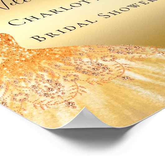 Brautparty Gold Glitzer Kleiderflorchen willkommen Poster (Ecke)