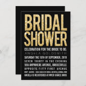 Brautparty Gold Glitzer Schwarz & Weiß Einladung (Vorne/Hinten)