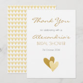 Brautparty Gold Hearts Dankeskarte (Vorne/Hinten)
