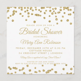 Brautparty Gold Imitate Glitzer Confetti Weiß Einladung